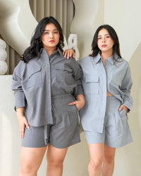 Ms Daisy Ava Oversized Safari Shirt Blouse Kemeja Set Oversize