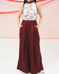 Ms Daisy Fortune Printed Satin Silk Top and Culotte Set