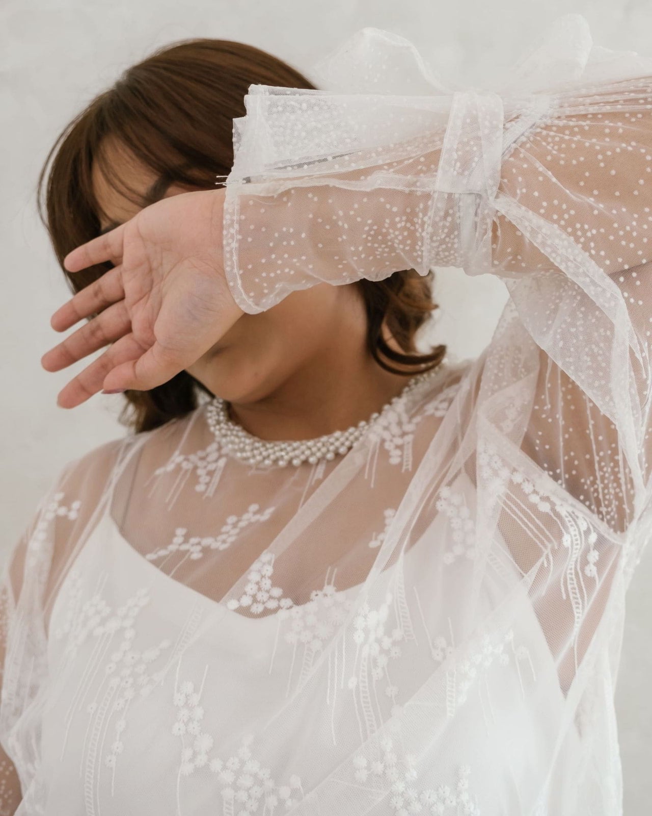 Ms Daisy Jian Pearl Tulle Top with Inner / Atasan mewah lebaran