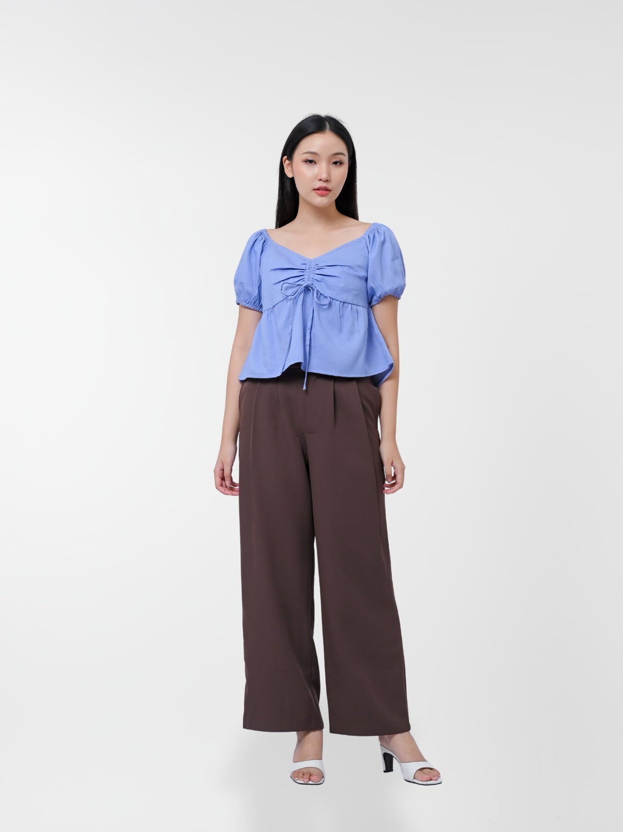 Ms Daisy Hazel Denim Ruched Top