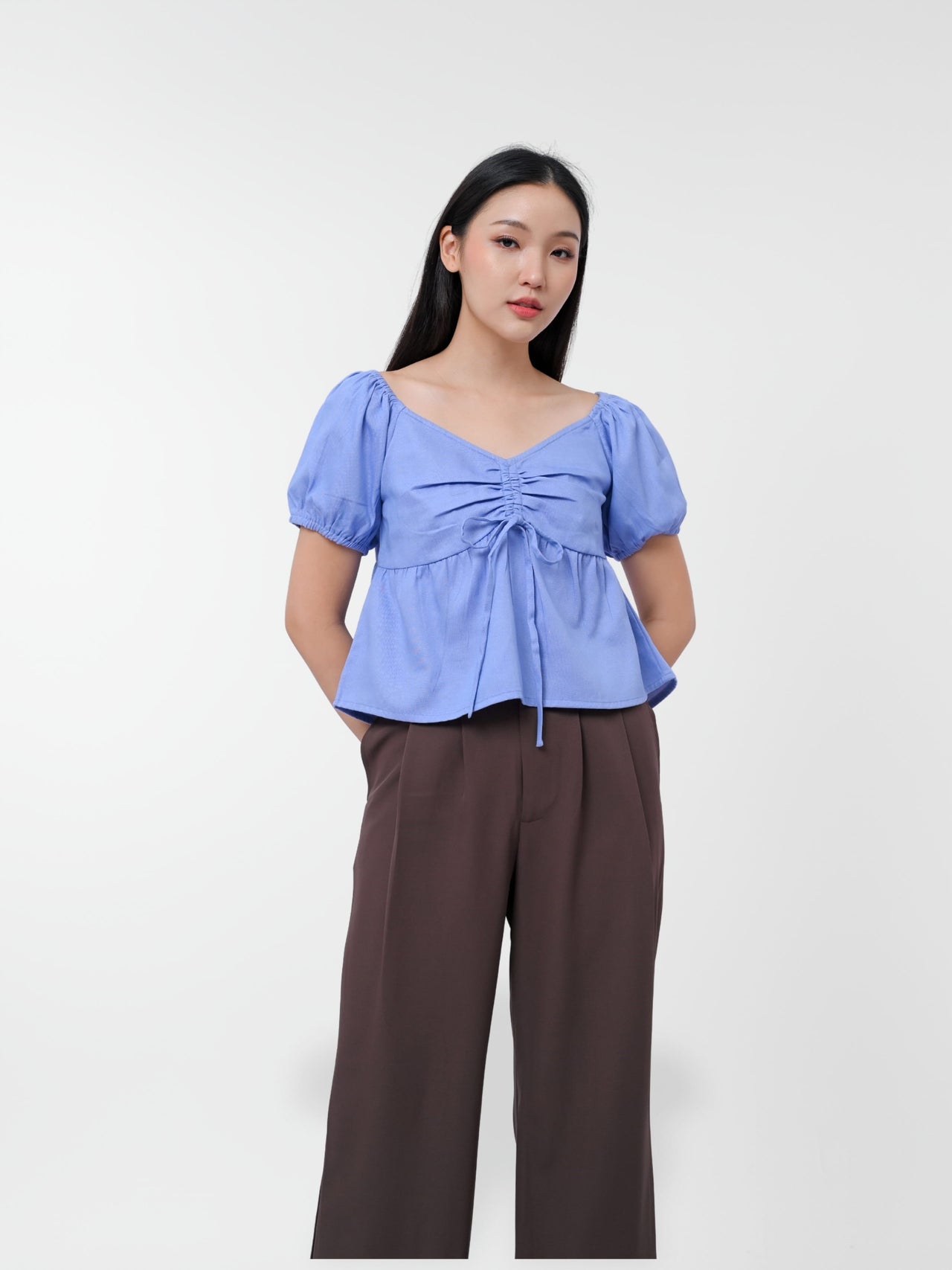 Ms Daisy Hazel Denim Ruched Top