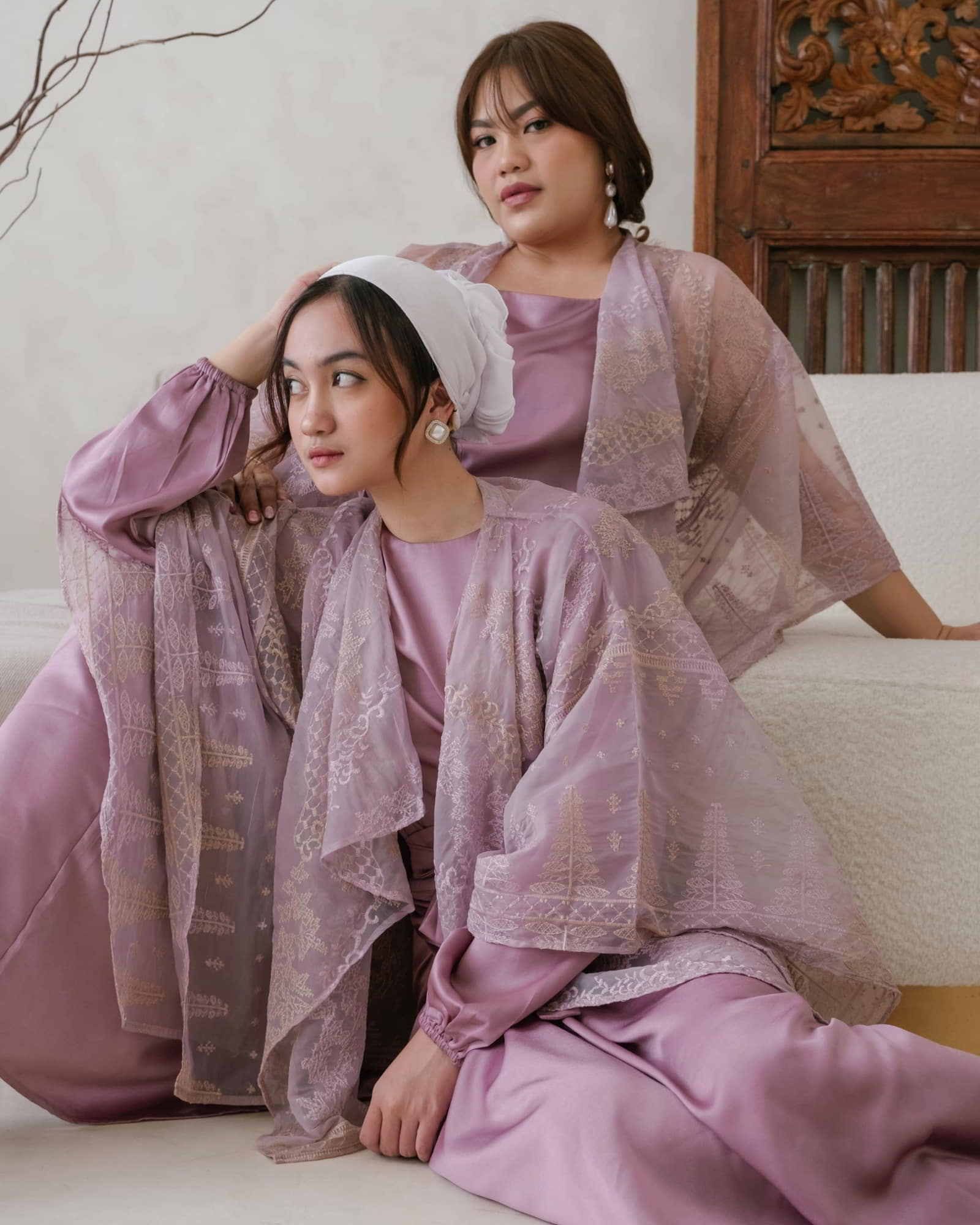 Ms Daisy Jasmin Set Rok Lilit & Atasan Satin Premium dengan Organza Outer / Set Lebaran