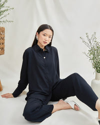 Ms Daisy Noir Long Shirt With Cullotes / Set