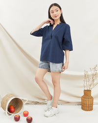 Ms Daisy Abigail Collar Cotton Hi-low Blouse