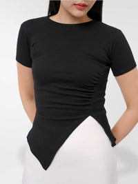 Ms Daisy Summer Rib Asymmetrical T-Shirt