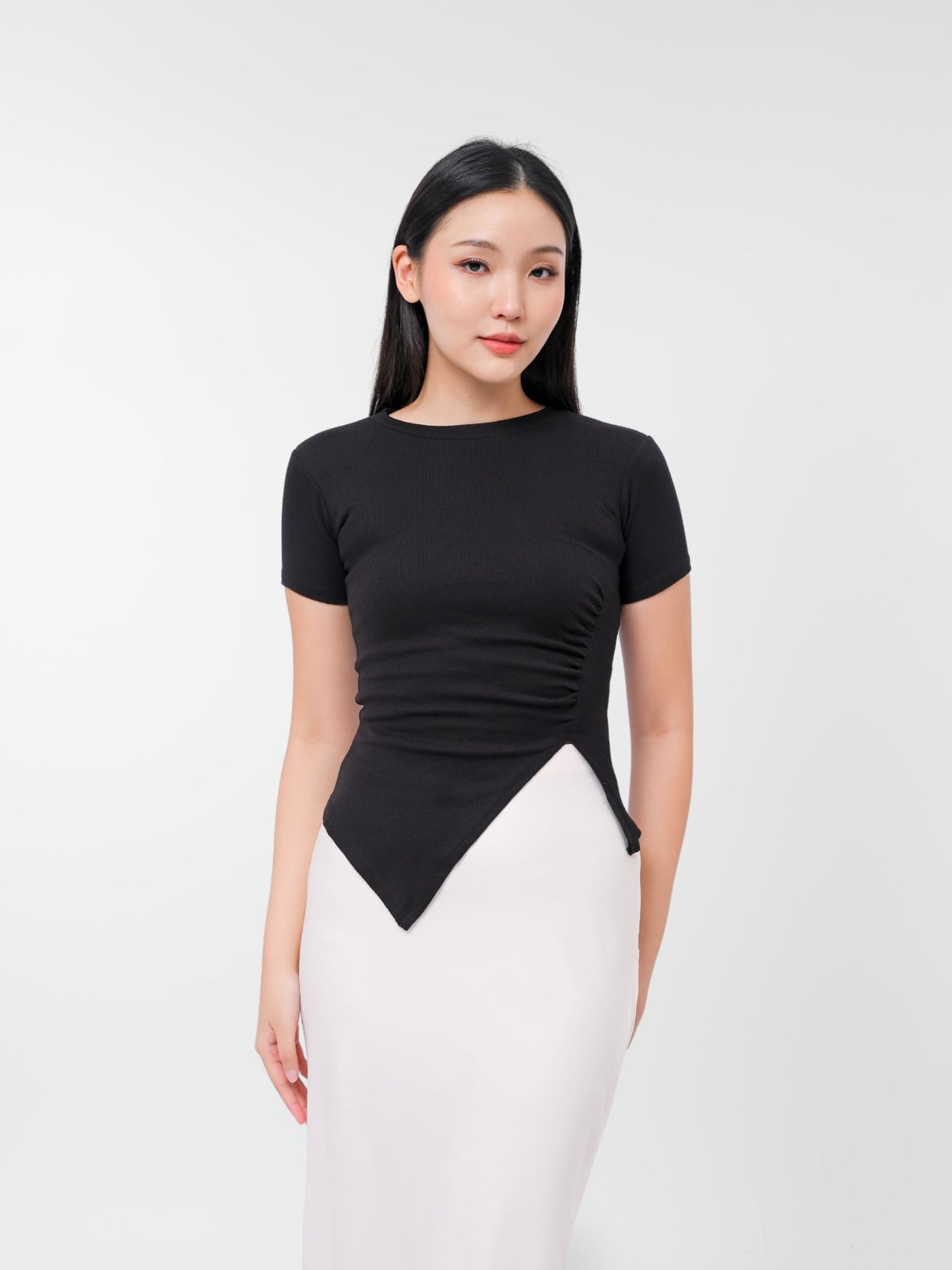 Ms Daisy Summer Rib Asymmetrical T-Shirt