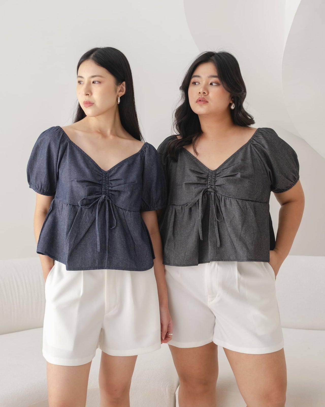 Ms Daisy Hazel Denim Ruched Top