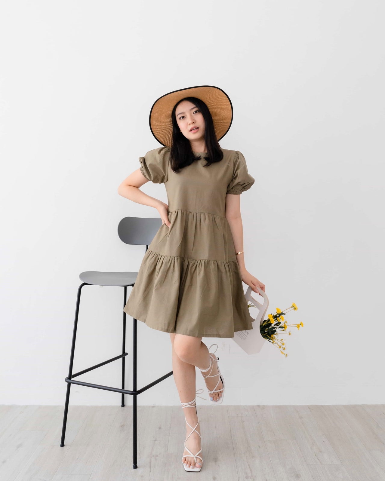 Ms Daisy Eloise Linen Puff-Sleeve Dress