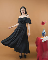 Ms Daisy Orin Cold Shoulder Silk Satin Dress