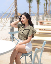 Ms Daisy Niki Flutter Sleeve Top with Pockets