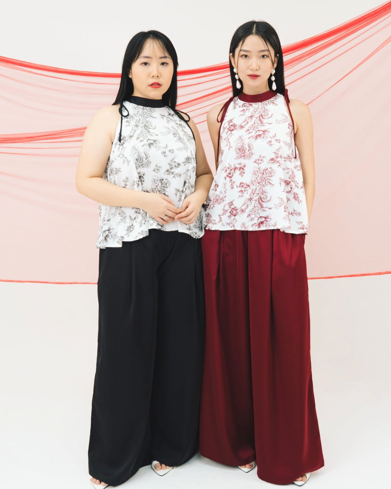 Ms Daisy Fortune Printed Satin Silk Top and Culotte Set