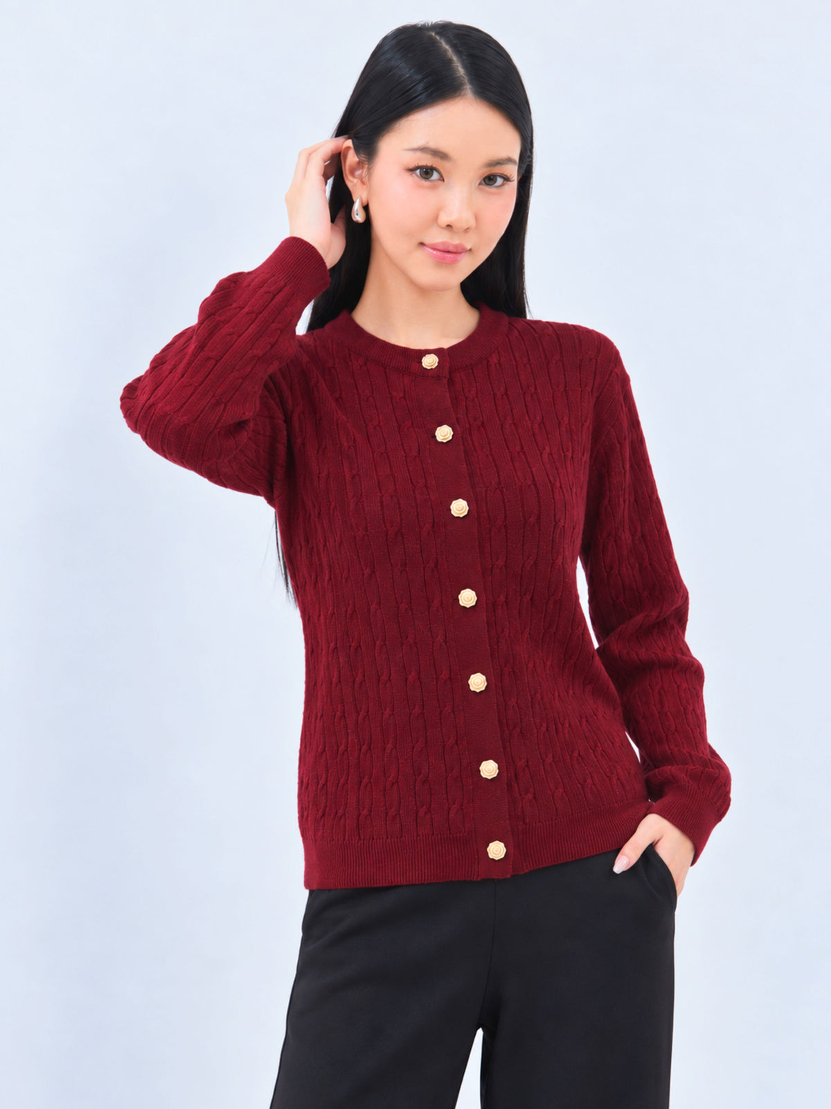 Ms Daisy Jackie Cable Knit Cardigan