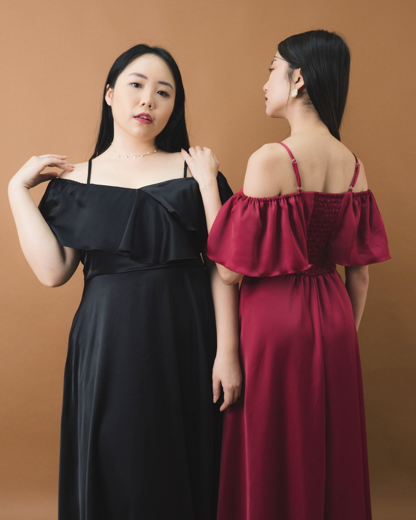 Ms Daisy Orin Cold Shoulder Silk Satin Dress