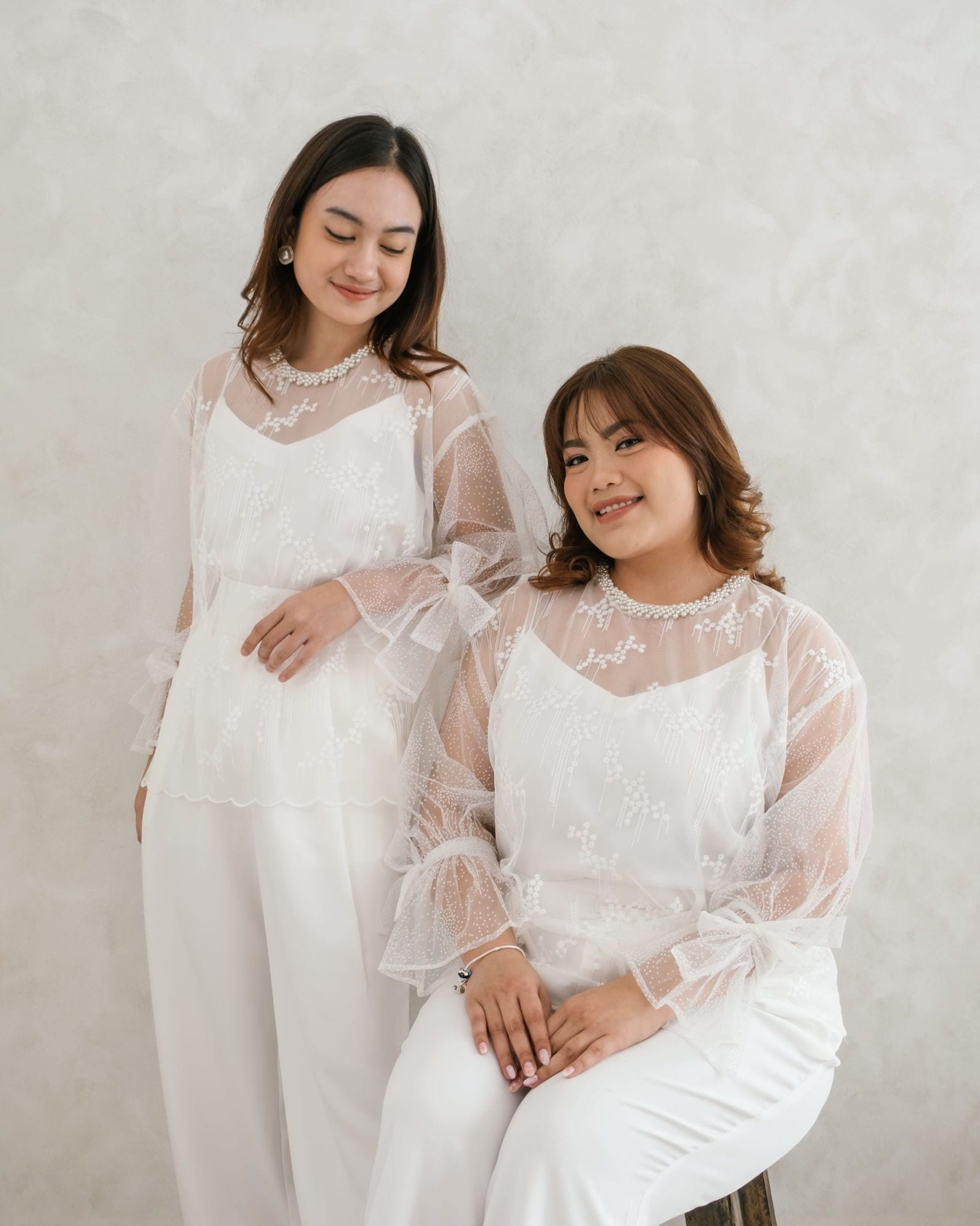 Ms Daisy Jian Pearl Tulle Top with Inner / Atasan mewah lebaran