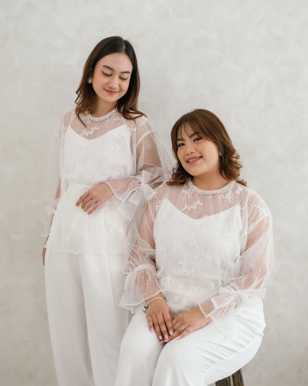 Ms Daisy Jian Pearl Tulle Top with Inner / Atasan mewah lebaran