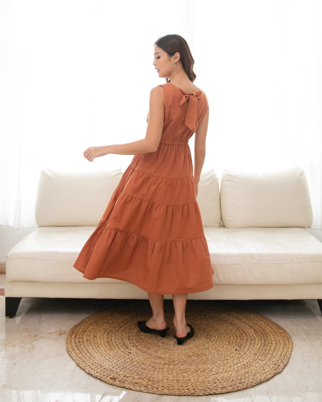 Ms Daisy Naomi Tiered Linen Midi Dress