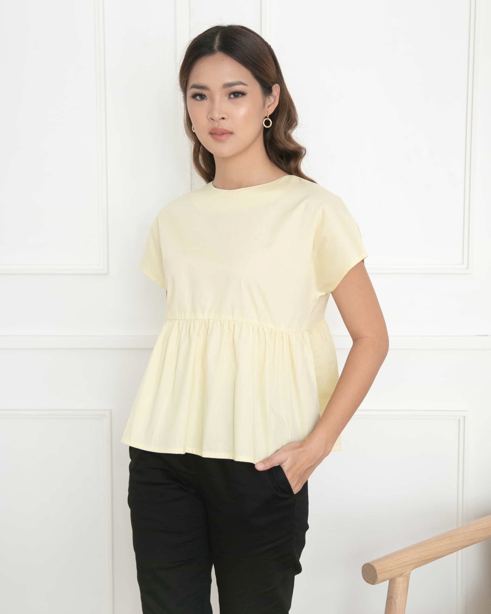 Ms Daisy Ivy Ribbon Top Baju Atasan Wanita Kasual Lengan Pendek