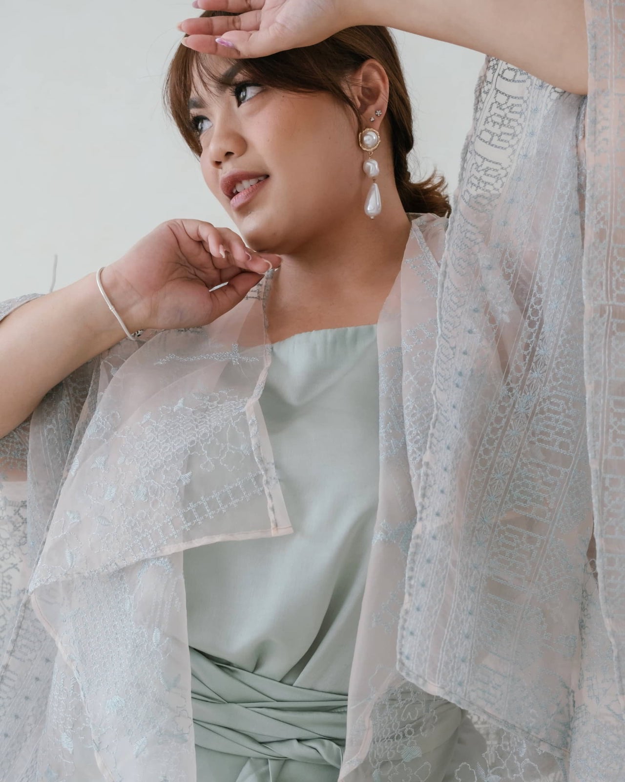 Ms Daisy Jasmin Set Rok Lilit & Atasan Satin Premium dengan Organza Outer / Set Lebaran