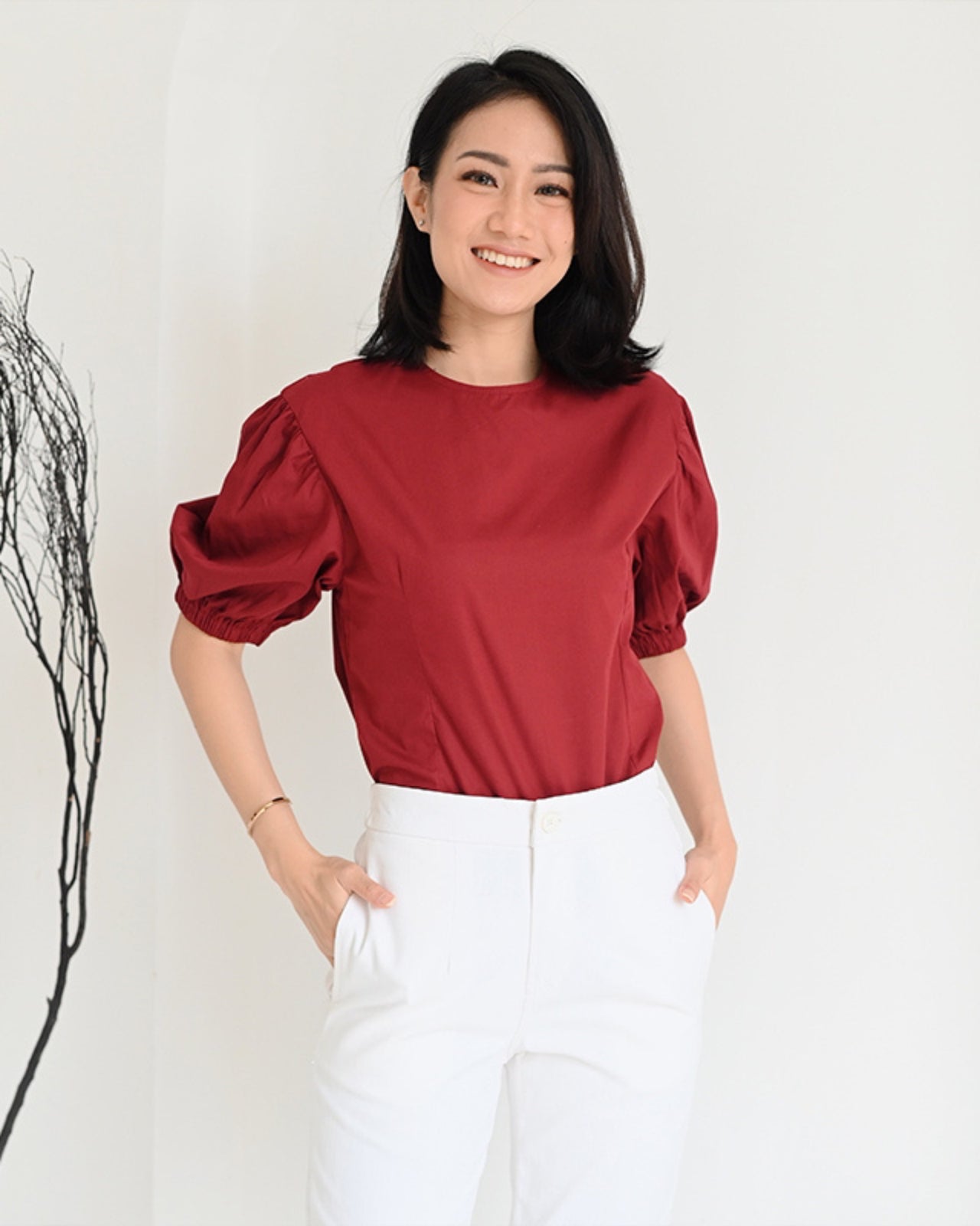 Ms Daisy Bianca Puff Sleeve Top