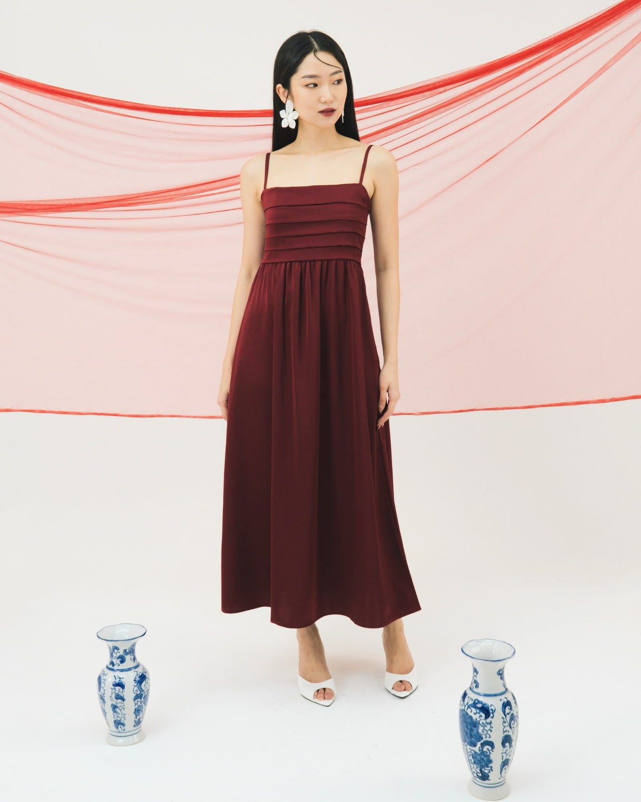 Ms Daisy Polina Pleated Satin Silk Dress