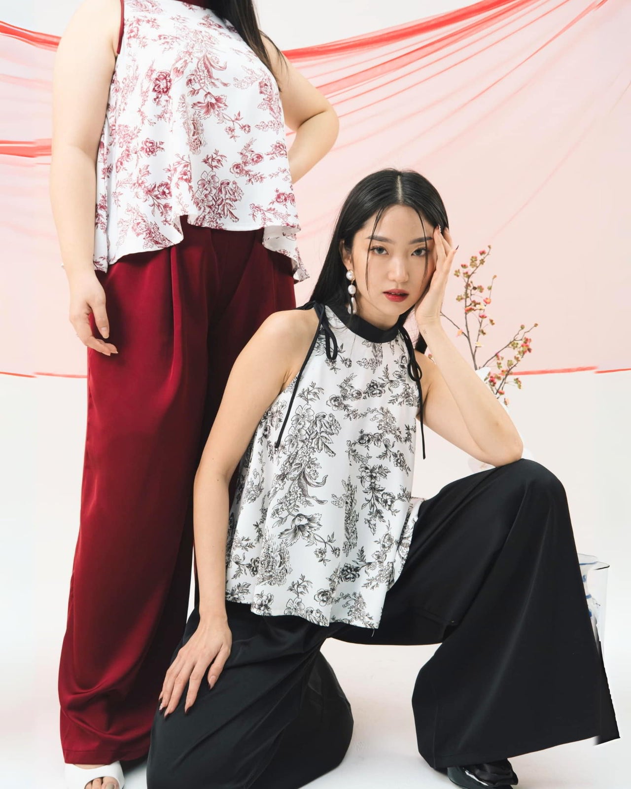 Ms Daisy Fortune Printed Satin Silk Top and Culotte Set