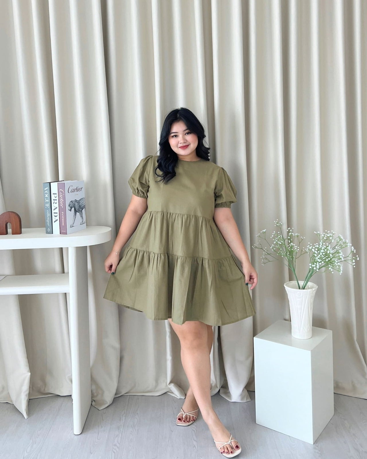 Ms Daisy Eloise Linen Puff-Sleeve Dress