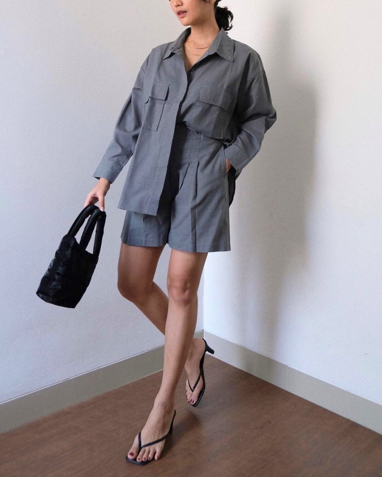Ms Daisy Ava Oversized Safari Shirt Blouse Kemeja Set Oversize