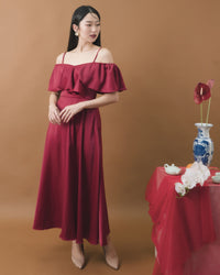 Ms Daisy Orin Cold Shoulder Silk Satin Dress