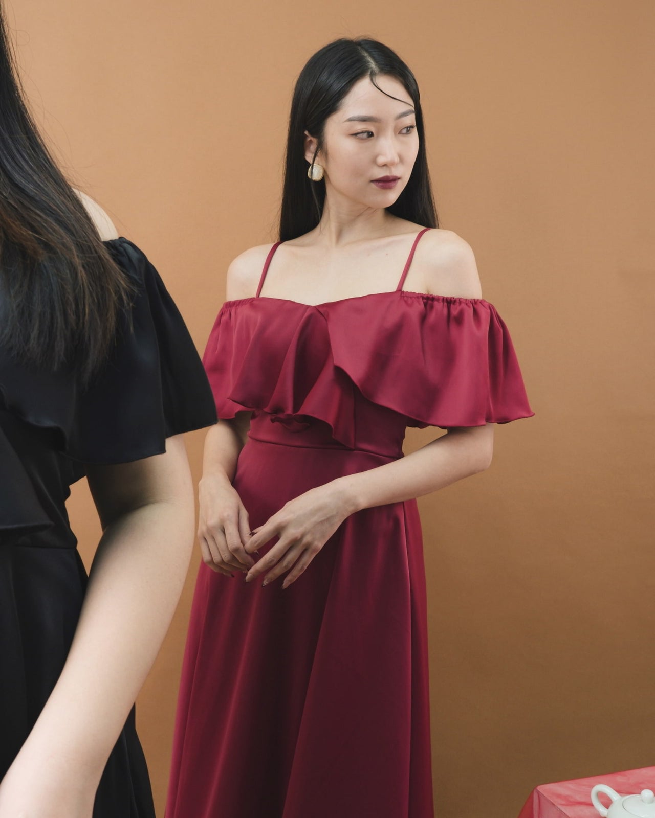 Ms Daisy Orin Cold Shoulder Silk Satin Dress