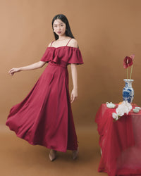 Ms Daisy Orin Cold Shoulder Silk Satin Dress