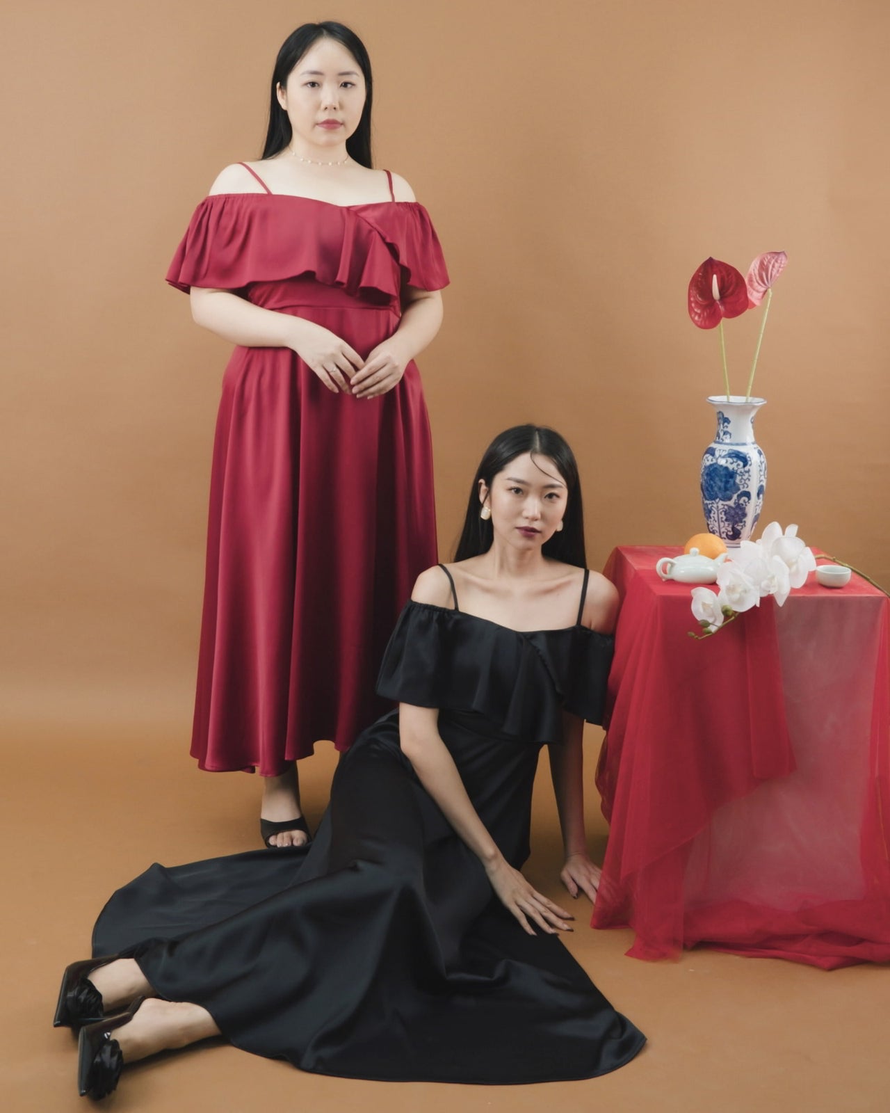 Ms Daisy Orin Cold Shoulder Silk Satin Dress