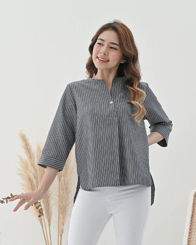 (MINOR DEFECT) Serena Stripe Blouse